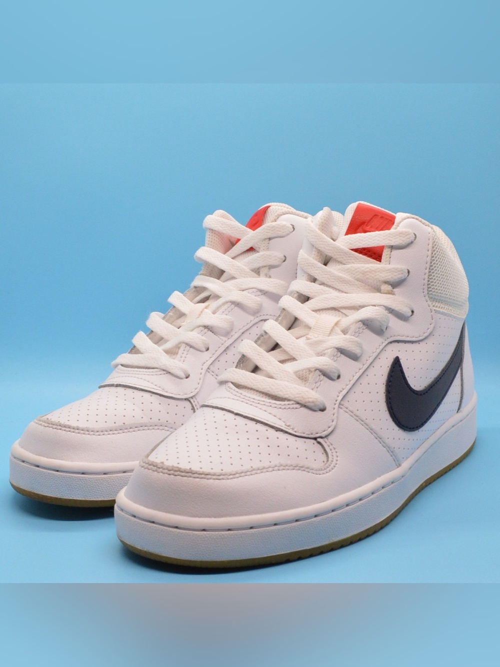 Nike Court Borough Mid GS Sneakers 6.5Y White Obsidian Red